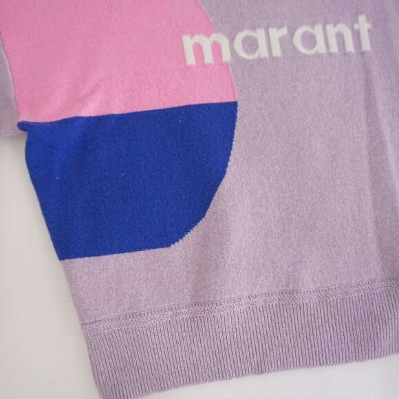 Isabel Marant Etoile Purple Pink Korbin Logo 45% Cotton 20% Wool Sweater 44 (M) - Picture 7 of 11